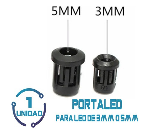 15 Unid Porta Led 3mm Y 5mm Carcasa De Plástico Negro