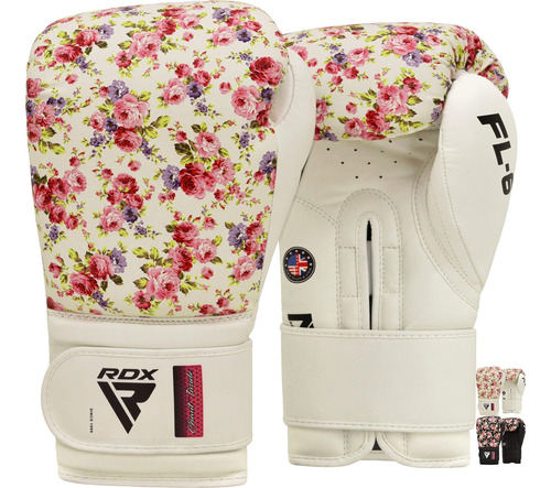 Guantes De Boxeo Rdx 10 Oz Blanco Con Flores