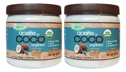 2 Pack Aceite De Coco Extra Virgen Enature Crudo 840ml