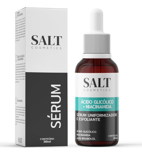 Sérum de Ácido Glicólico Niacinamida e Alfa Bisabolol  Salt Cosmetics Momento De Aplicação Dia Noite Tipo De Pele Todo Tipo De Pele