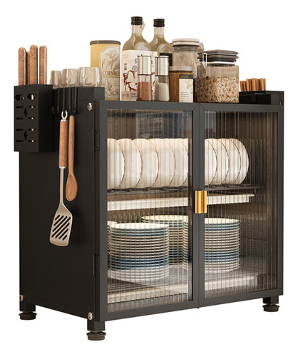 Estante Escurridor Almacenamiento Cocina Alacena 2 Niveles Color Negro