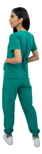 Scrub Mujer Jogger Antifluido Uniforme Médico Cómodo Kolorum Jade Liso G