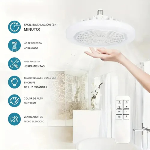 Lampara Ventilador De Techo Led Con Control Remoto 3 Vel.