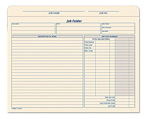 Tops Job Folder File Jackets, 11.75 X 9.5 Pulgadas, Manila, 