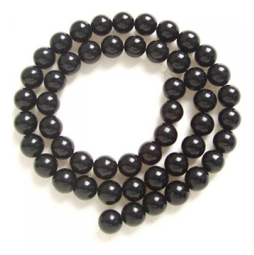 2 Hilos De 8 Mm De Ágata Negro Piedras Preciosas Gemas