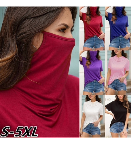 Playera De Manga Corta Con Cuello Alto A Prueba De Polvo
