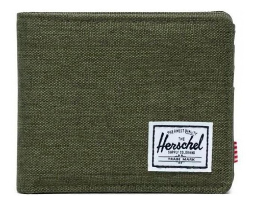 Billetera Herschel Roy color olive night crosshatch/olive night de poliéster 600d - 8.9cm x 11.1cm x 1.2cm