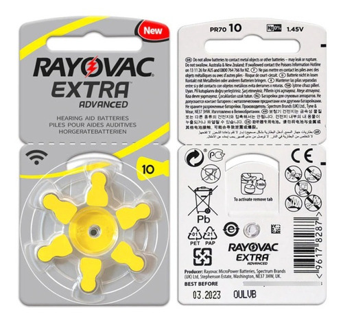 Rayovac Pilas Boton Para Audifono Baterias Unidades X6