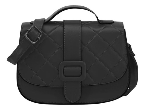 Cartera Morral Bandolera Cuero Ecologico Mujer Amayra Acabado De Los Herrajes Níquel Color Negro Correa De Hombro Negro Diseño De La Tela Lisa