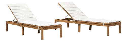 Set 2 Camastros Kingsbury De Madera De Eucalipto Con Cojin Color Marrón claro
