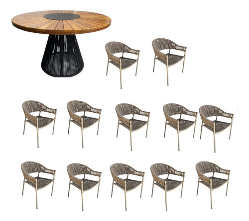 Conjunto Mesa E Cadeira 12 Lugares Área Externa/gourmet