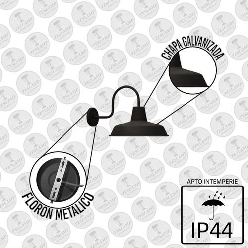 Imagen 4 de 10 de Lampara Aplique De Pared Vintage Galponero Bajo Consumo