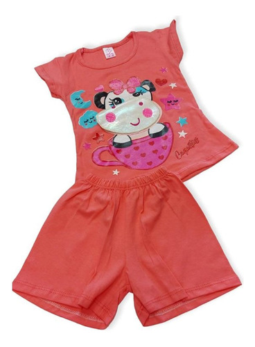 Conjunto Niños Remera Y Short Con Apliques Y Ojos Movibles