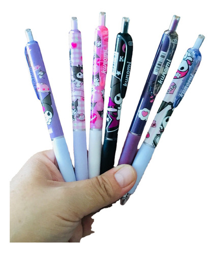 Set De 6 Lápices Importados Kuromi Tinta Negra, Kawai