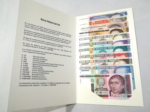 Imagen 2 de 5 de 11 Billetes Intis Originales De 1985 - 1990 - Unc (nuevos)