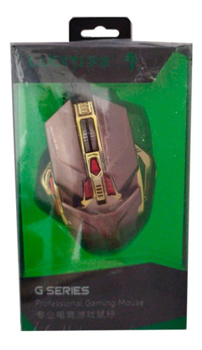 Mouse Gamer Dorado Optico Luom X6 8d 3200dpi Usb Iluminado 