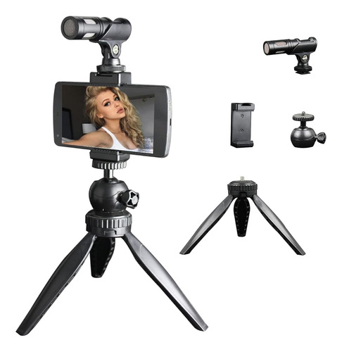 Kit De Video Con Micrófono De Cañón Externo Y Trípode Para C