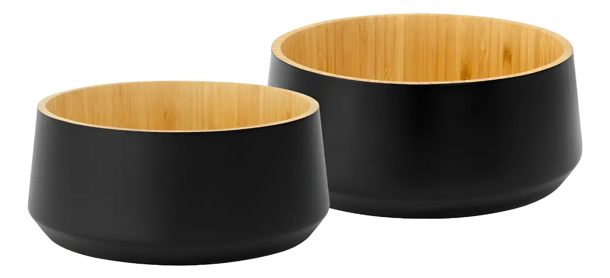 Pack X2 Ensaladeras Bambu Negro Recto Carol