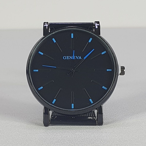 Reloj Geneva Azul Correa Metalica De Malla Milanesa Casual