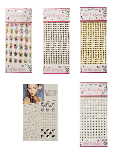 Brillos Adhesivos Pack X 5 - Rostro - Stickers Strass 