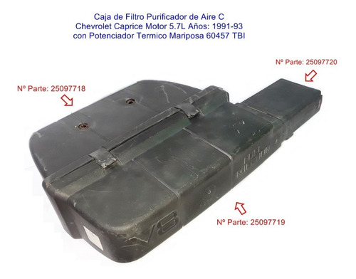 Caja De Filtro Purificador De Aire Chevrolet Caprice 1991-93