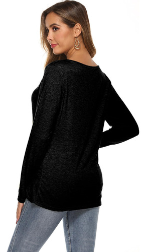 Playera Mujer De Manga Larga Camisetas Con Cuello Redondo