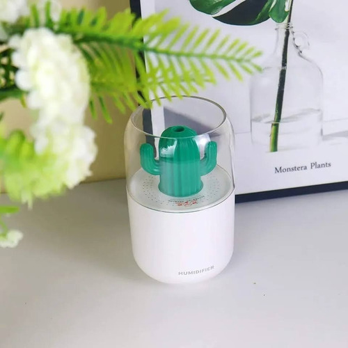 Humidificador Aromatizador Cactus Usb Difusor Luz Led 300ml