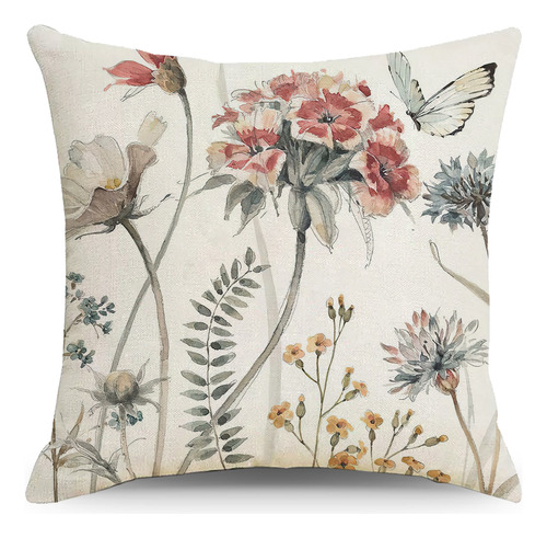 4pcs Flor Mariposa Funda De Almohada, Funda De Almohada