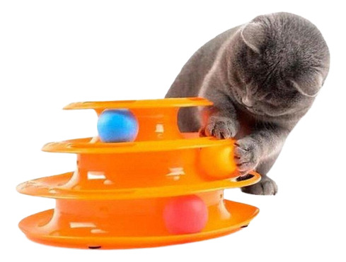 Juguete Para Gatos Interactivo Juego Torre Con Pelotas Naranja