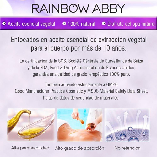 Óleo essencial de baunilha Rainbow Abby 30ml de baunilha