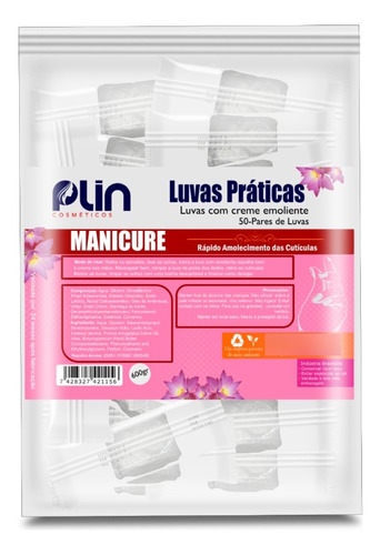 Luvas Práticas Com Emoliente Para Cutícula - 50 Pares