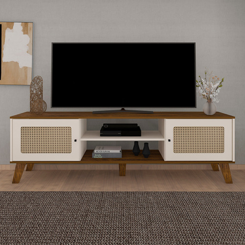 Mueble Mesa Para Tv Bertolini Charlotte Pino Off White 75