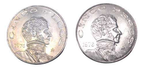 Monedas 5 Pesos Iturbide Nuevas Diferentes 6's Año 1976 