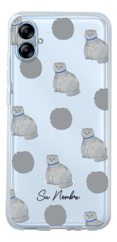 Funda Para Galaxy Para Mujer Gatito Gris Personalizado