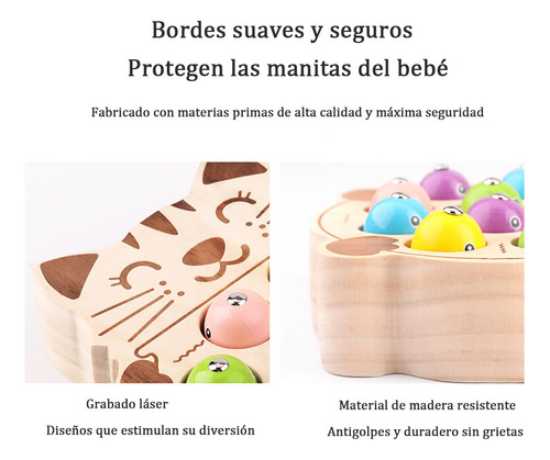 Juego De Madera Pesca Magnético Infantil Con Peces Coloridos Caqui