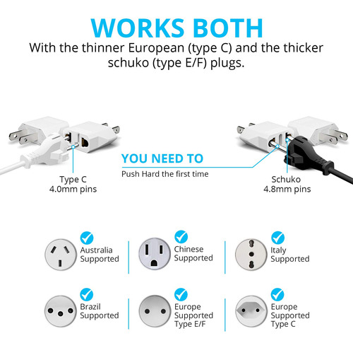 Adaptador De Enchufe Unidapt Us Usa Ue, Europa Y América