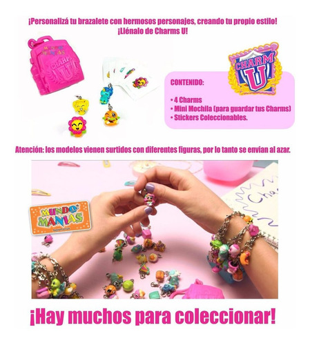 Charm U Pack X4 Dijes Para Pulseras Brazaletes Mundo Manias