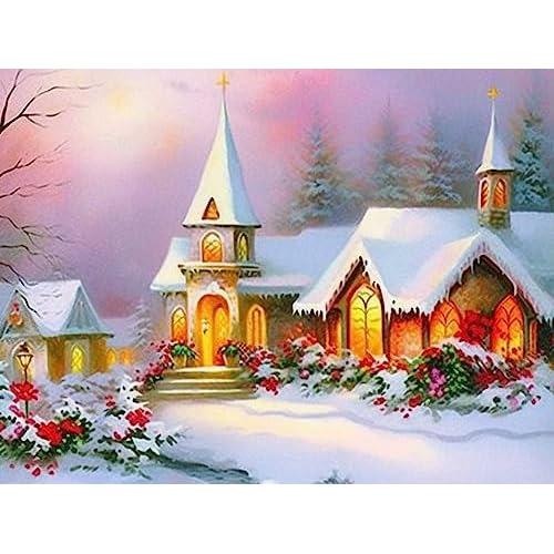 5d Diamond Painting Christmas Day And Night Town Full D...