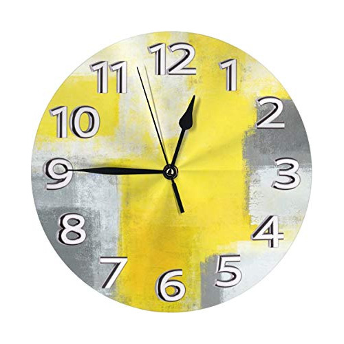 Reloj De Pared Blanco Pintura De Arte Abstracto Gris Y ...