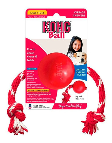 Kong Ball Classic Con Soga Tam. Small - Juguete Para Perros