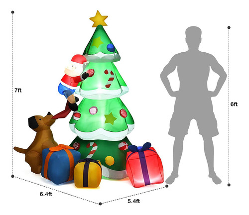 Inflable Arbol Pino De Navidad Exteriores Luz Led 2.1m