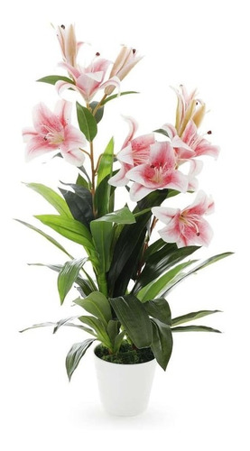 Planta De Flor Lily Artificial De Tacto Natural Con Maceta.