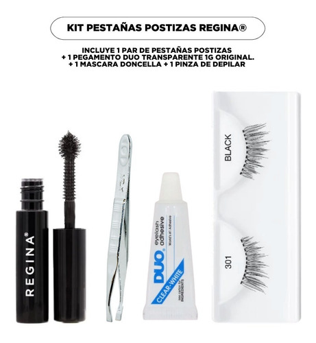 Imagen 3 de 5 de Kit Pestañas Postizas Regina Efecto Lifting 301