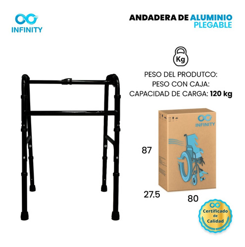 Andadera Rider De Aluminio Plegable Color Plata