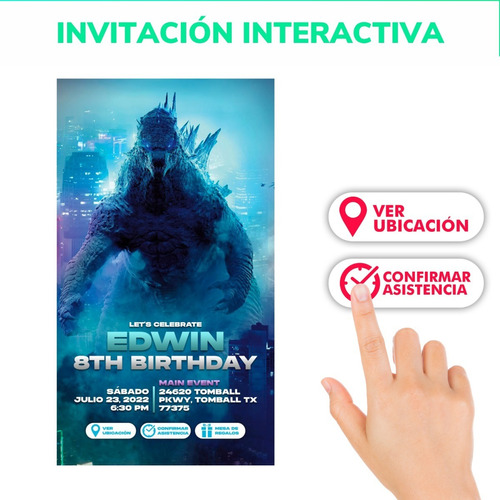 Invitación Digital De Godzilla 