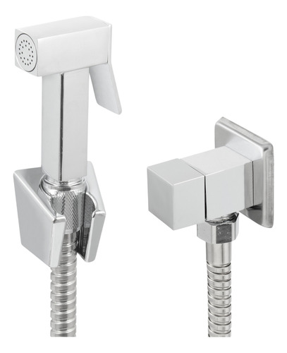 Ducha Higiênica Completa Quadrado Cromada 100% Metal