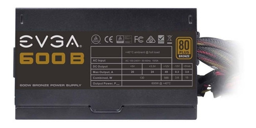 Imagen 3 de 4 de Fuente de alimentación para PC Evga 600 B1 600W black 100V/240V
