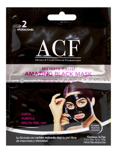 Set X2 Acf Amazing Black Máscara Facial Puntos Negros X 7grs