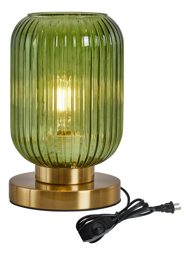 Lámpara De Mesa Feasey Mid Century Modern Green Glass
