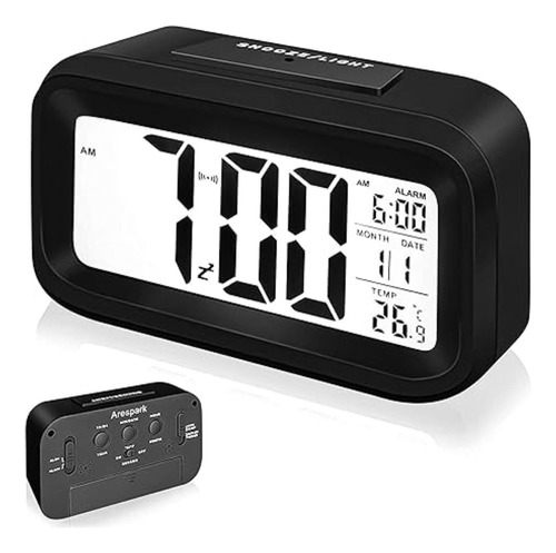 Reloj Despertador Digital Rectangular Led A Pilas Calidad 